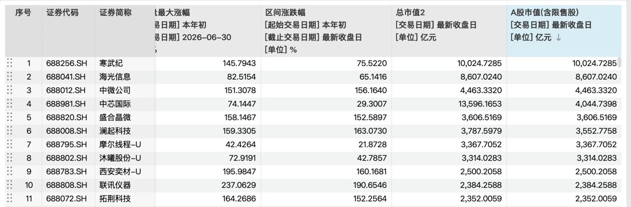 科创板首只万亿元市值个股诞生 ，寒武纪年内股价屡创新高 国产芯片进入新一轮竞争周期